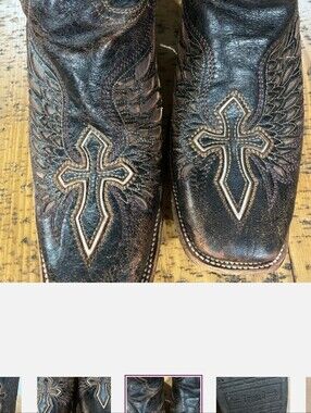 Corral Boots Mens Size 15d Wing Cross Inlay Square Toe Leather Cowboy A1978 GUC